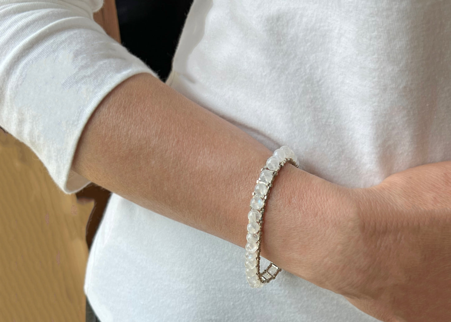 white moonstone tennis bracelet