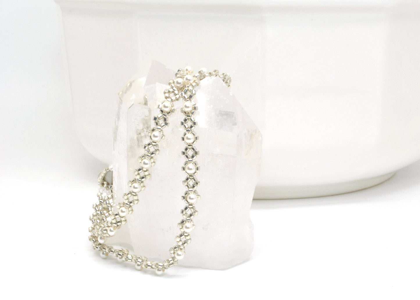 white swarovski pearl wrap bracelet