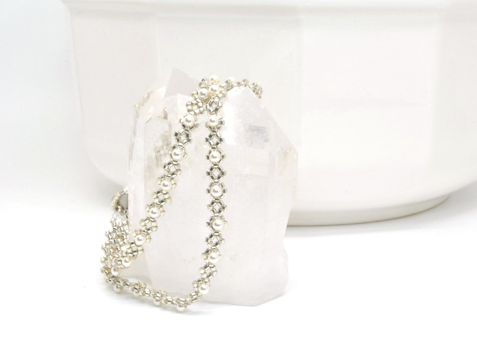 white swarovski pearl wrap bracelet