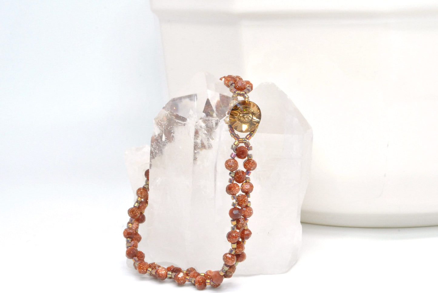 goldstone glass beaded bracelet with 24k gold beads