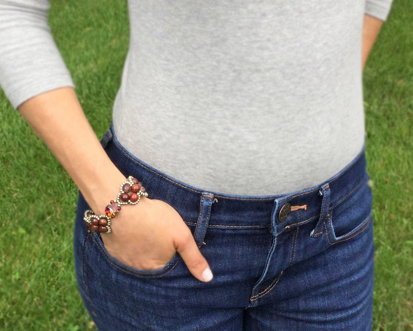 poppy jasper gemstone bracelet . red gemstone bracelet . gemstone jewelry . handmade jewelry . red bracelet . cuff bracelet . jasper jewelry