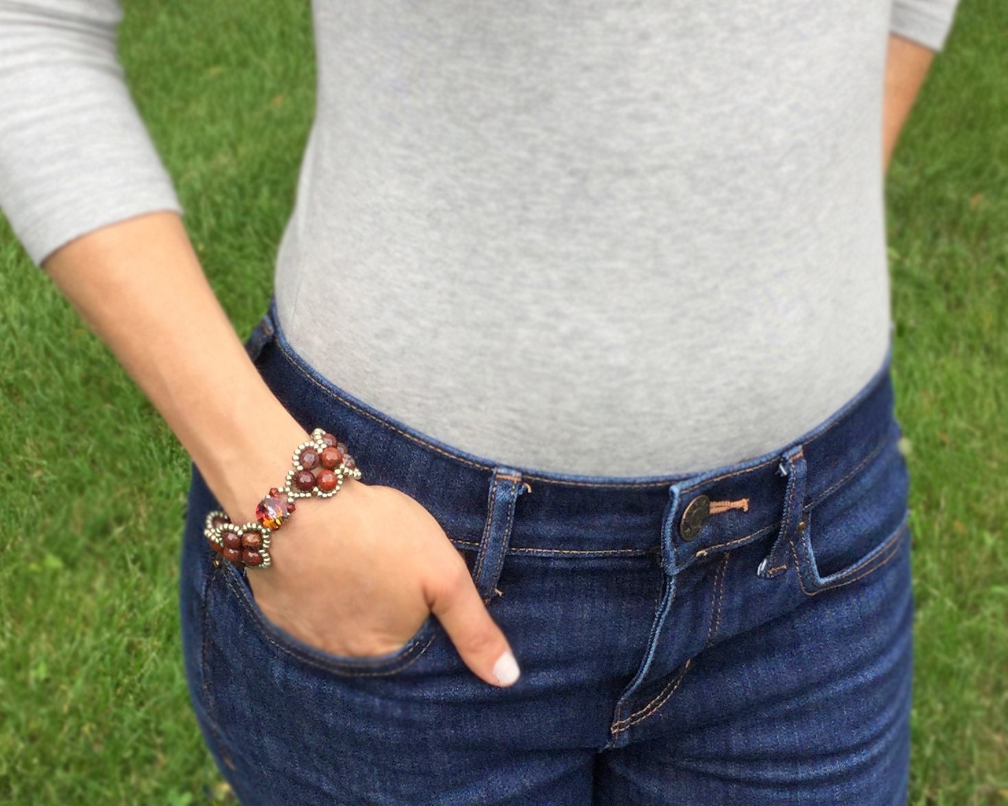 poppy jasper gemstone bracelet . red gemstone bracelet . gemstone jewelry . handmade jewelry . red bracelet . cuff bracelet . jasper jewelry