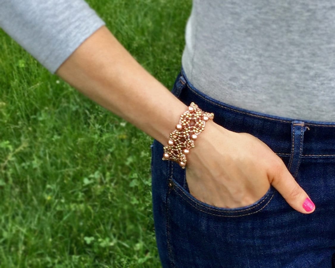 rose gold pearl cuff bracelet rose gold bracelet . rose gold . cuff bracelet . mother of the bride . mother of the groom . best friend gift