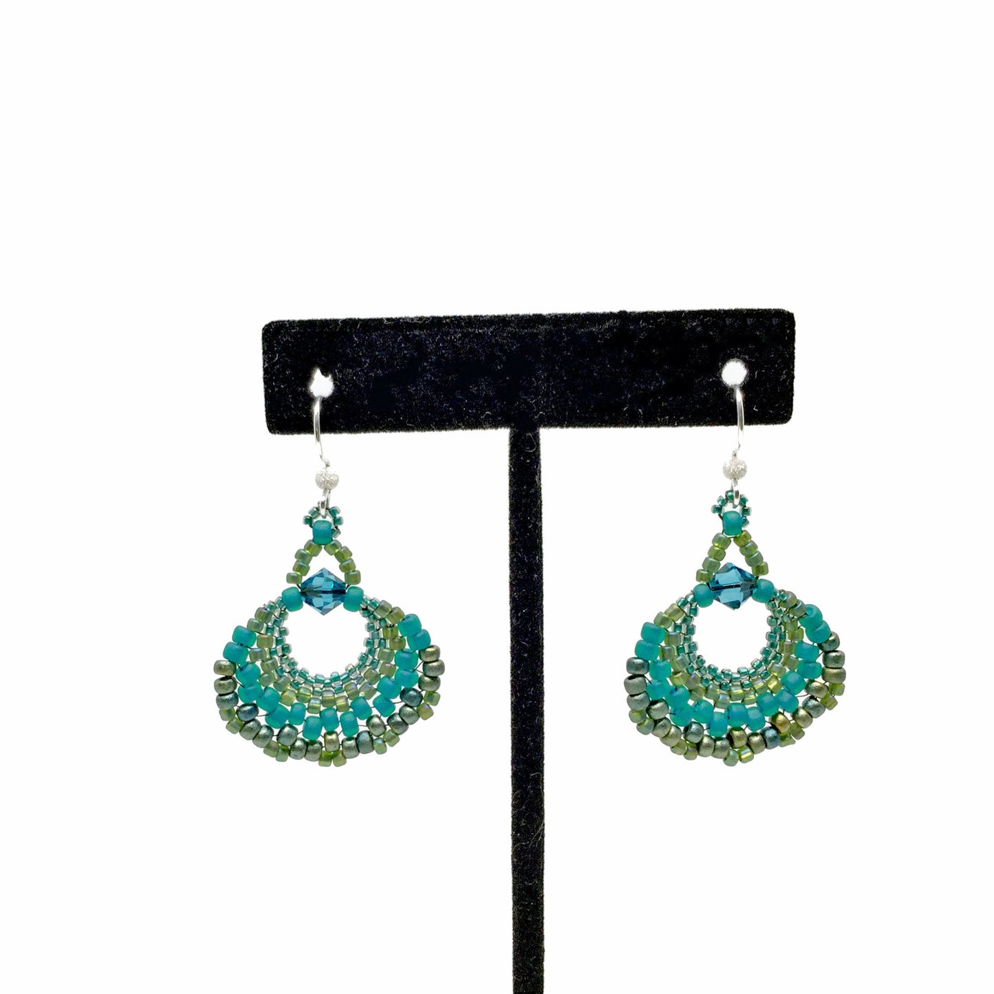teal green fan earrings