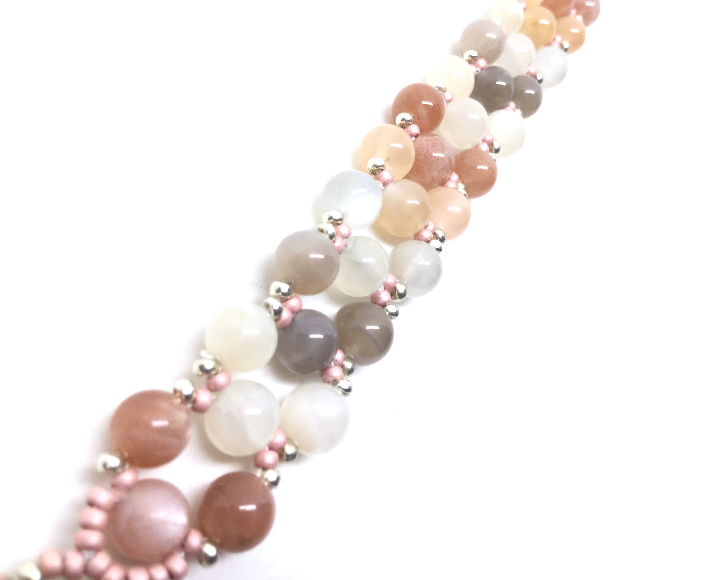pink moonstone bracelet . ooak bracelet . ombre gemstone bracelet . ombre moonstone bracelet . nickel free jewelry . gemstone jewelry