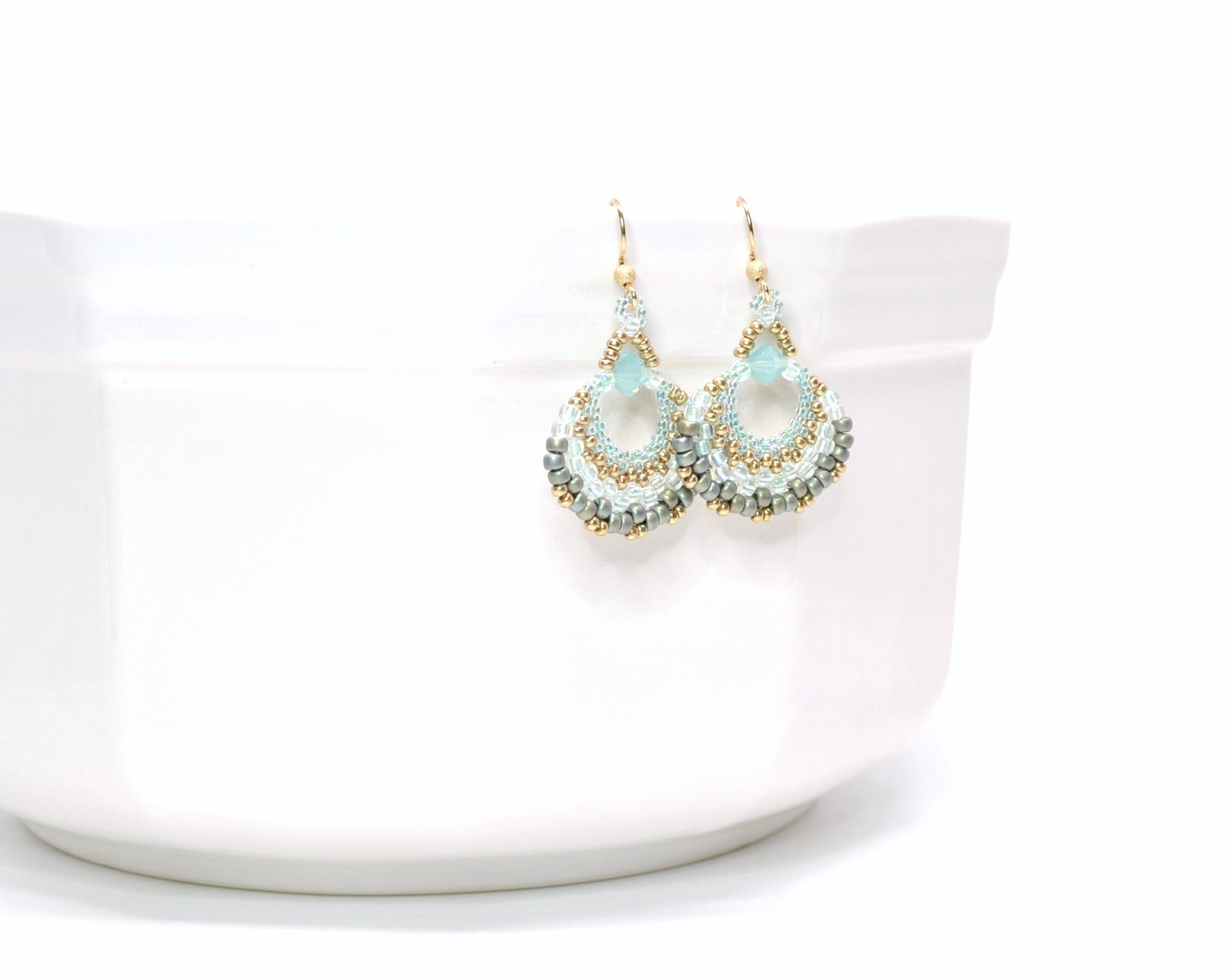 turquoise and gold fan earrings . statement earrings . beachy earrings . tropical jewelry . summer earrings . gold fan earrings, lightweight