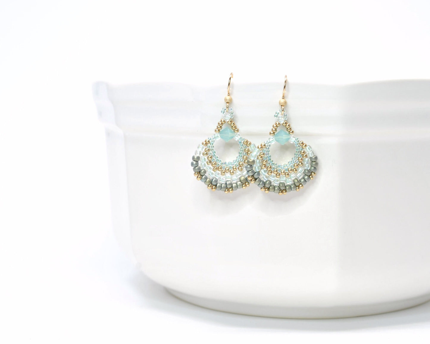 turquoise and gold fan earrings . statement earrings . beachy earrings . tropical jewelry . summer earrings . gold fan earrings, lightweight