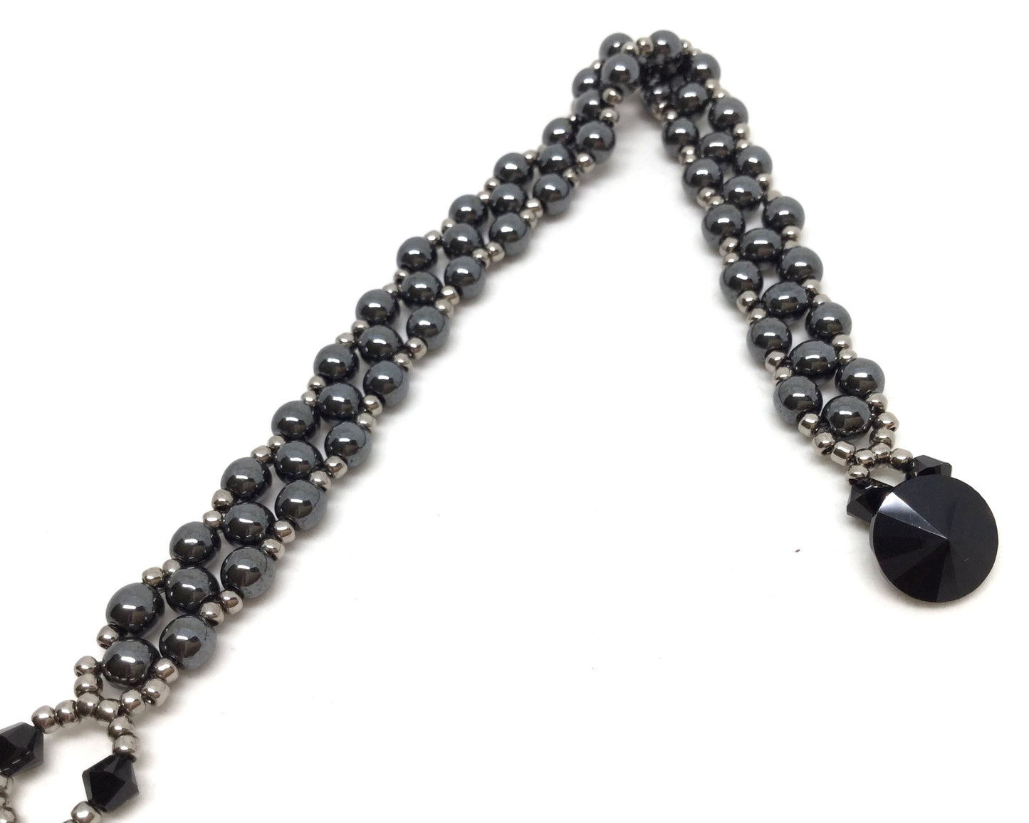delicate hematite gemstone beaded bracelet . gemstone beaded bracelet . dark gray gemstone bracelet . delicate gemstone bracelet . gift idea
