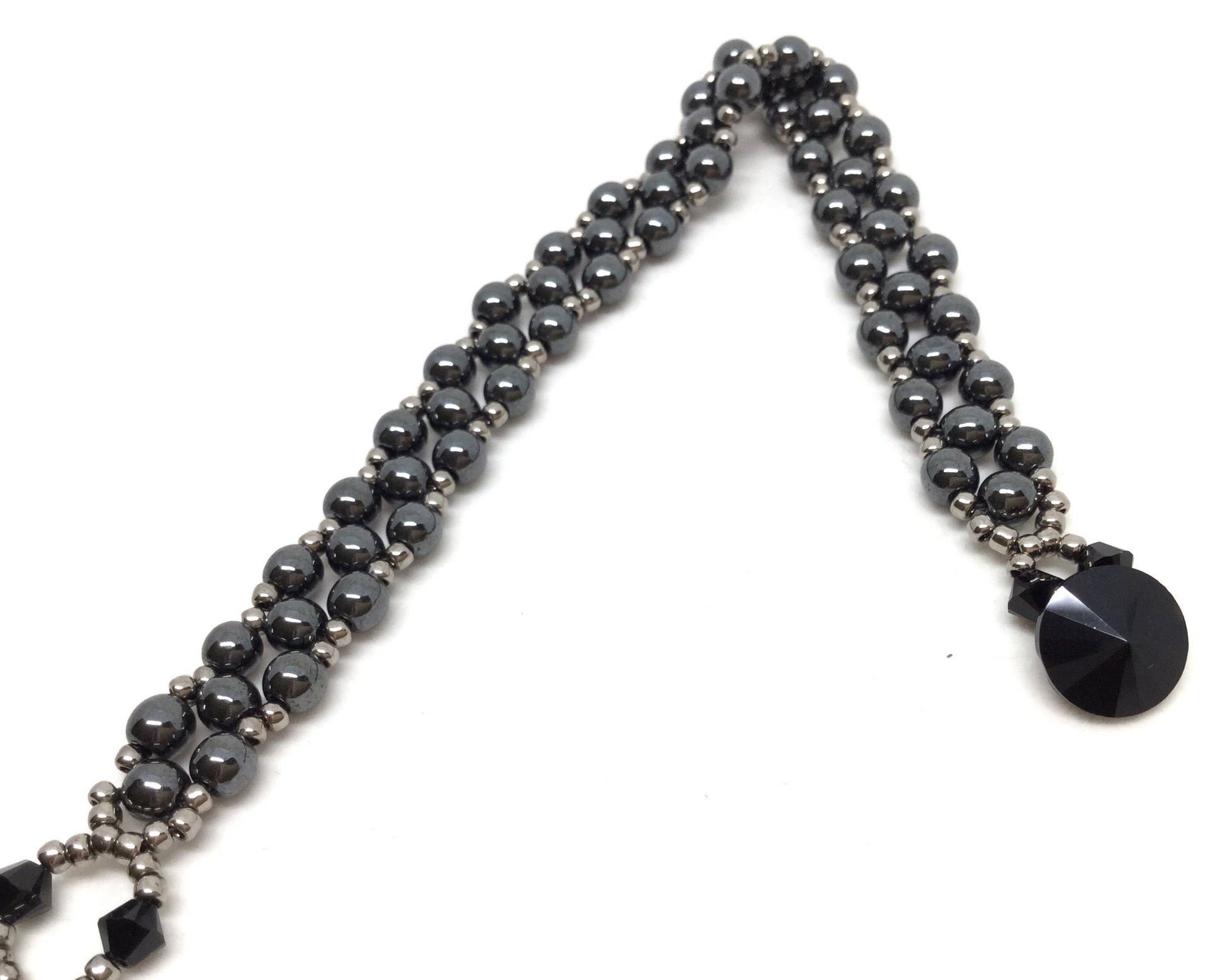 delicate hematite gemstone beaded bracelet . gemstone beaded bracelet . dark gray gemstone bracelet . delicate gemstone bracelet . gift idea