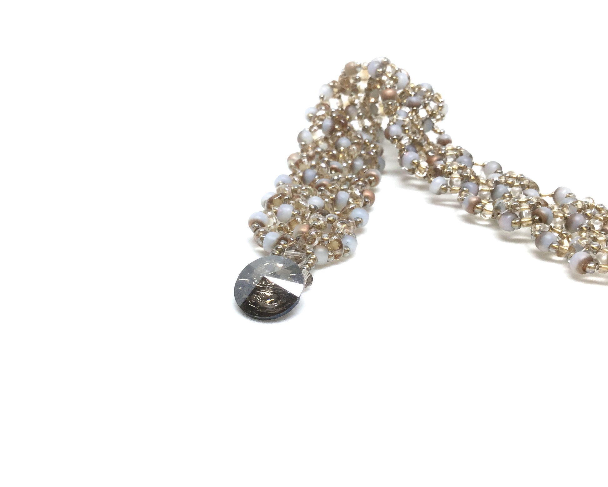 neutral beaded cuff bracelet . bronze beige white cuff bracelet . lacey cuff bracelet . neutral lacey beaded cuff, nickel free jewelry