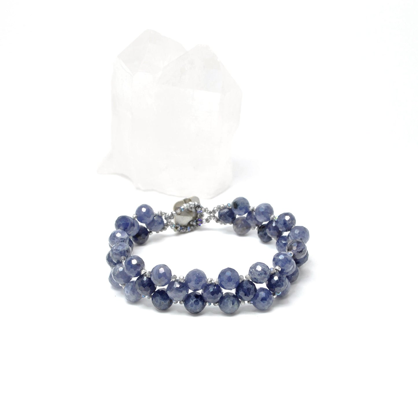 iolite gemstone beaded bracelet . iolite purple blue gemstone bracelet . gemstone jewelry . gemstone gifts . gemstone bracelet .