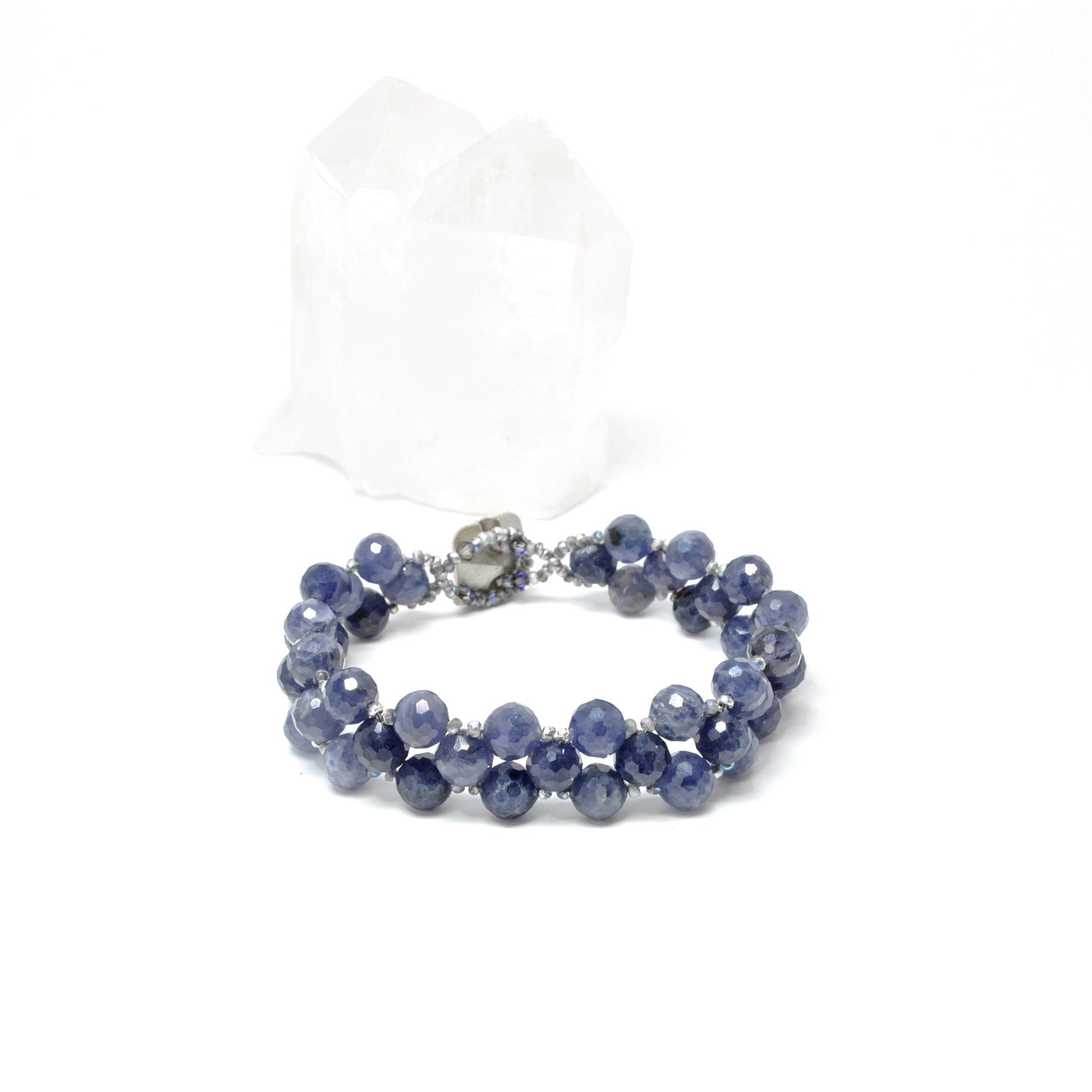 iolite gemstone beaded bracelet . iolite purple blue gemstone bracelet . gemstone jewelry . gemstone gifts . gemstone bracelet .