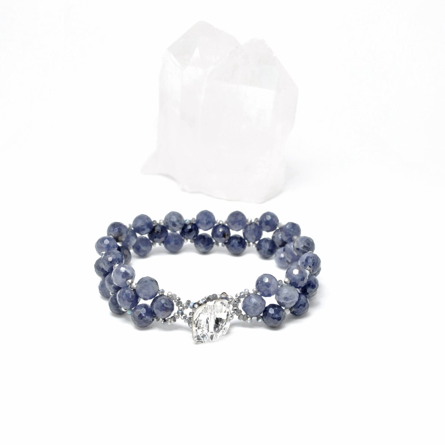 iolite gemstone beaded bracelet . iolite purple blue gemstone bracelet . gemstone jewelry . gemstone gifts . gemstone bracelet .