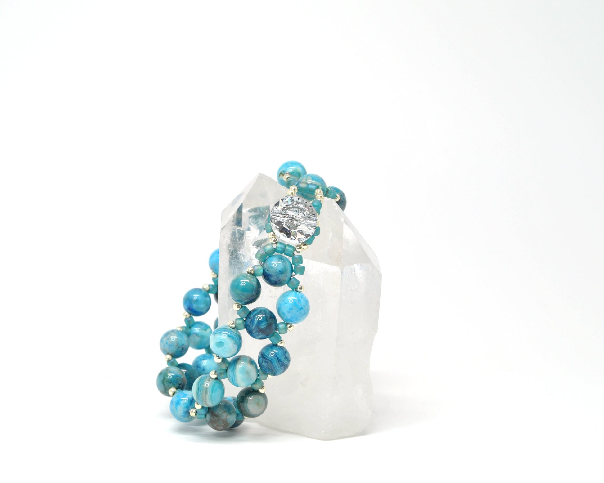 blue agate beaded gemstone bracelet . blue gemstone bracelet . agate jewelry . agate bracelet . blue stone bracelet . gemstone jewelry .