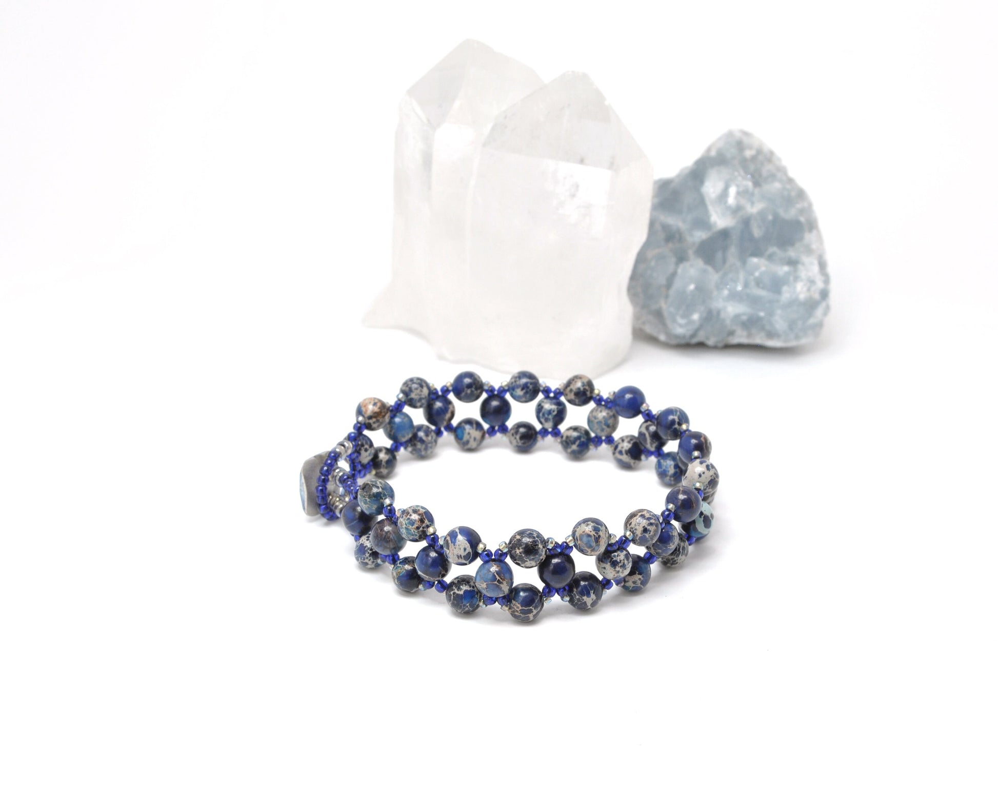 blue jasper bracelet . gemstone bracelet . jasper bracelet . ooak bracelet . blue gemstone bracelet . blue beaded bracelet . nickel free