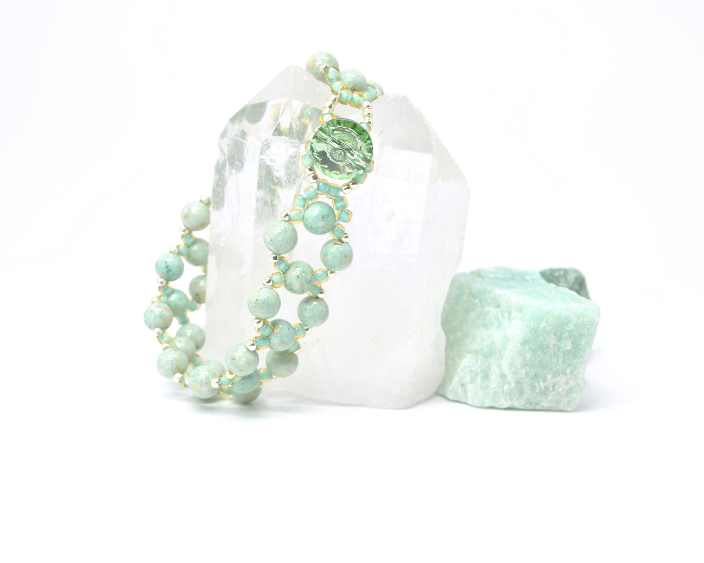 seafoam green dyed fossil beaded bracelet . pastel green bracelet . gemstone bracelet . gemstone jewelry . mint green . pastel accessory
