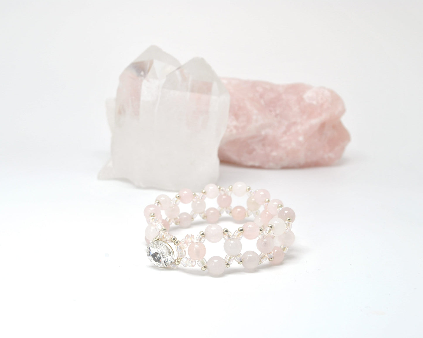 rose quartz bracelet . pink gemstone bracelet . pastel pink bracelet . love . quartz bracelet . quartz jewelry . rose quartz jewelry .