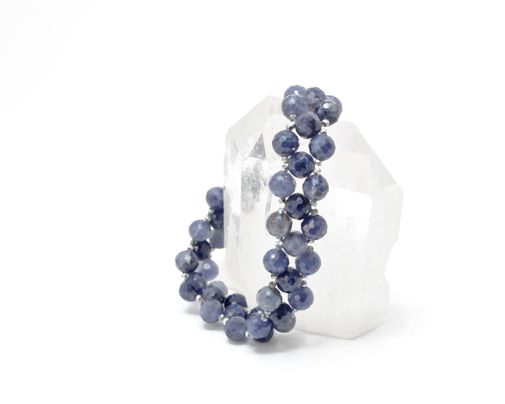 iolite gemstone beaded bracelet . iolite purple blue gemstone bracelet . gemstone jewelry . gemstone gifts . gemstone bracelet .