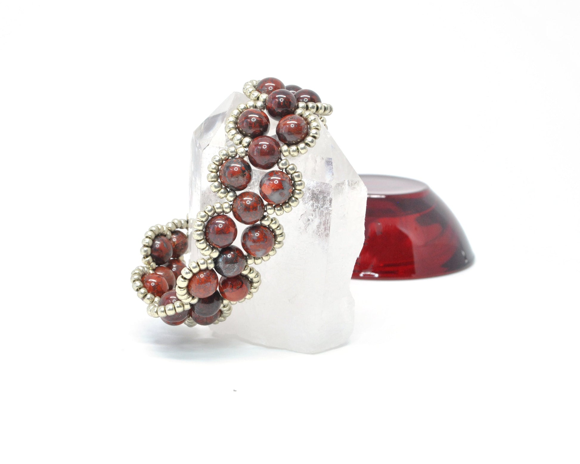 poppy jasper gemstone bracelet . red gemstone bracelet . gemstone jewelry . handmade jewelry . red bracelet . cuff bracelet . jasper jewelry