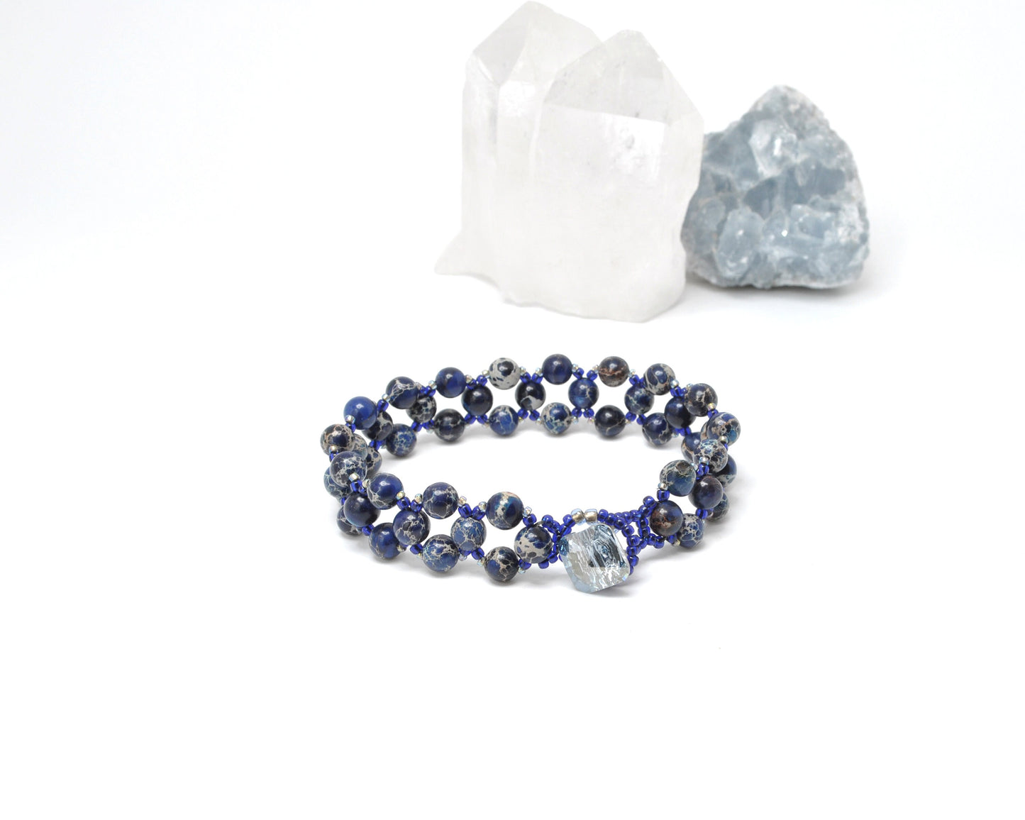 blue jasper bracelet . gemstone bracelet . jasper bracelet . ooak bracelet . blue gemstone bracelet . blue beaded bracelet . nickel free