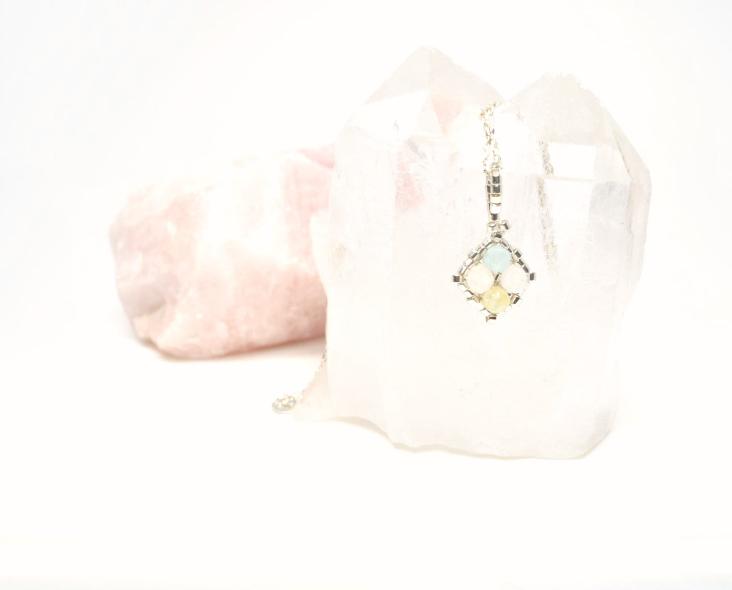 beryl pastel gemstone jewelry set . earrings and pendant . pastel jewelry . mothers day gift . pastel earrings . pastel pendant .