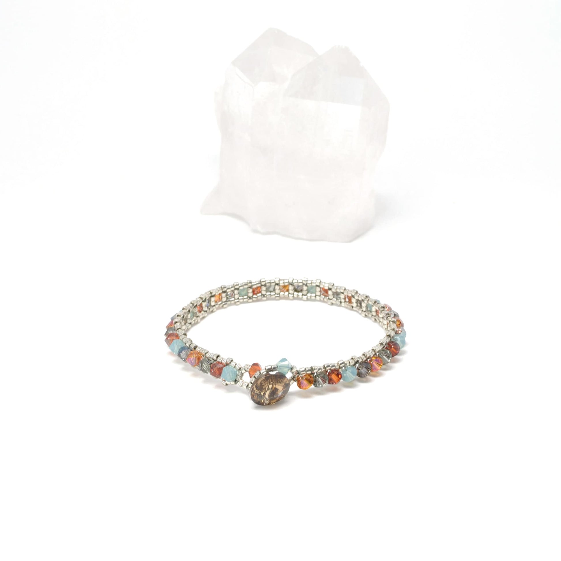 glacier national park . swarovski crystal bracelet . nickel free . montana gift . turquoise, orange, red, bronze, gold . national park gift