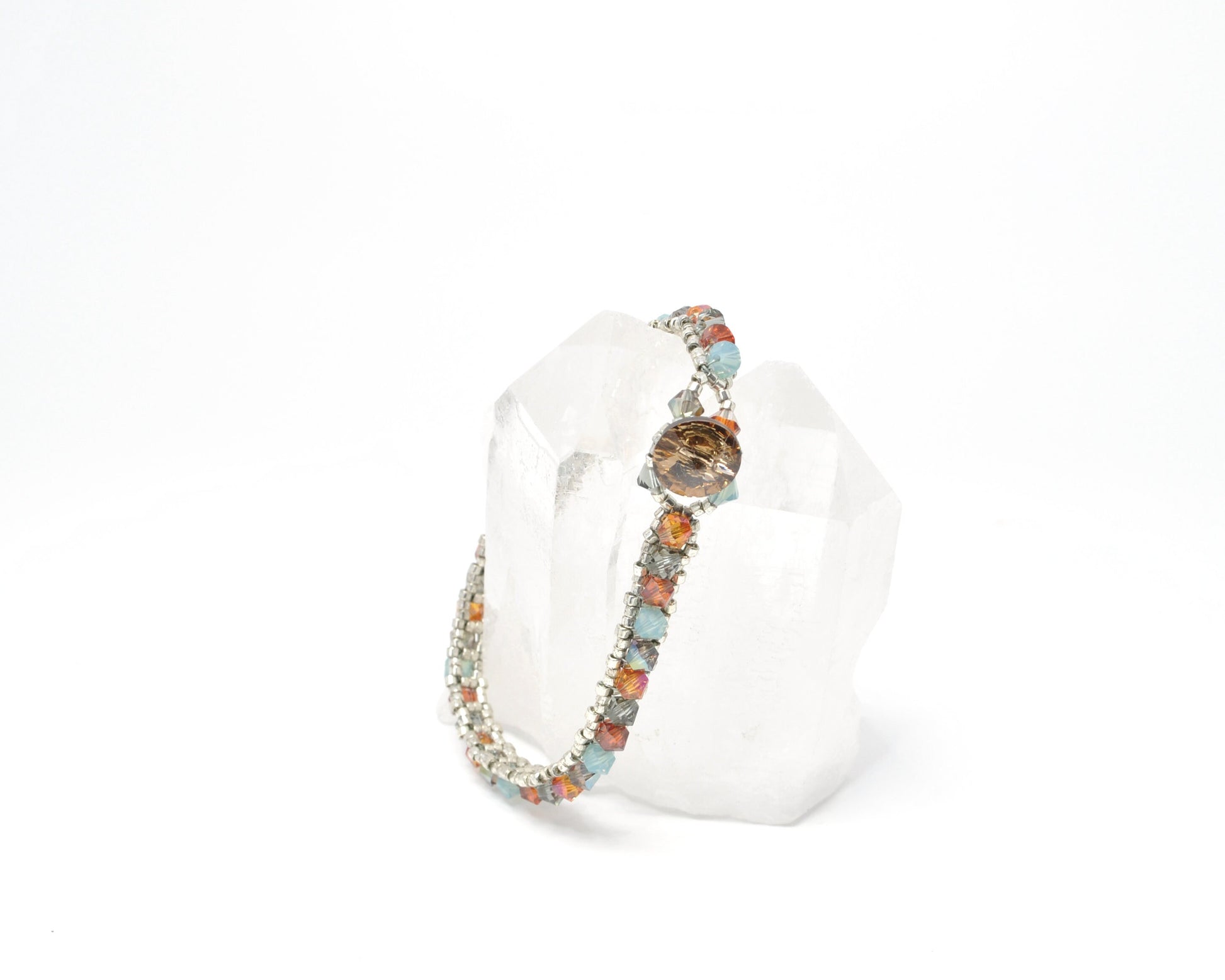 glacier national park . swarovski crystal bracelet . nickel free . montana gift . turquoise, orange, red, bronze, gold . national park gift