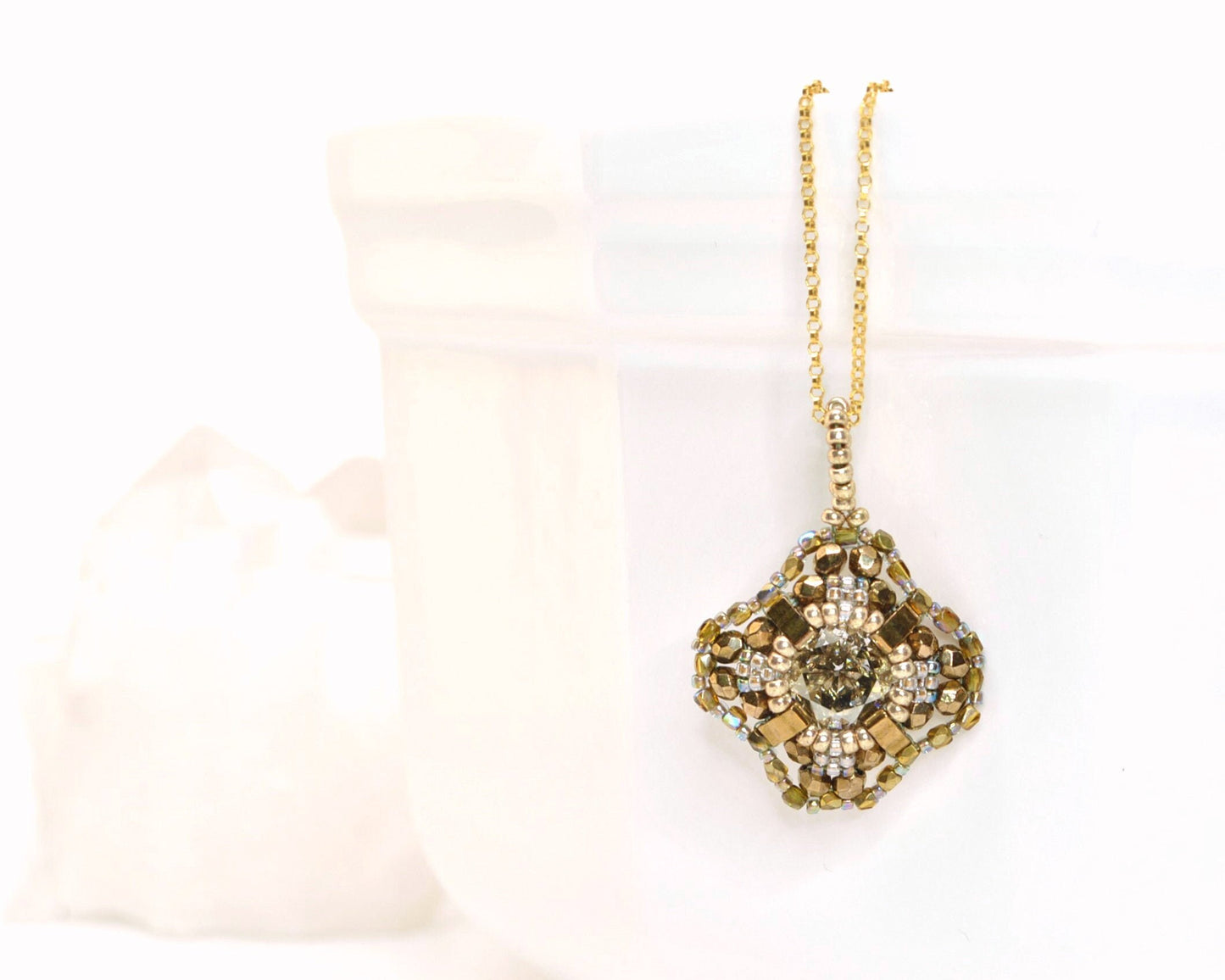 gold bronze swarovski crystal pendant necklace #009 mother of the bride . mother of the groom . jewelry set . elegant . statement necklace