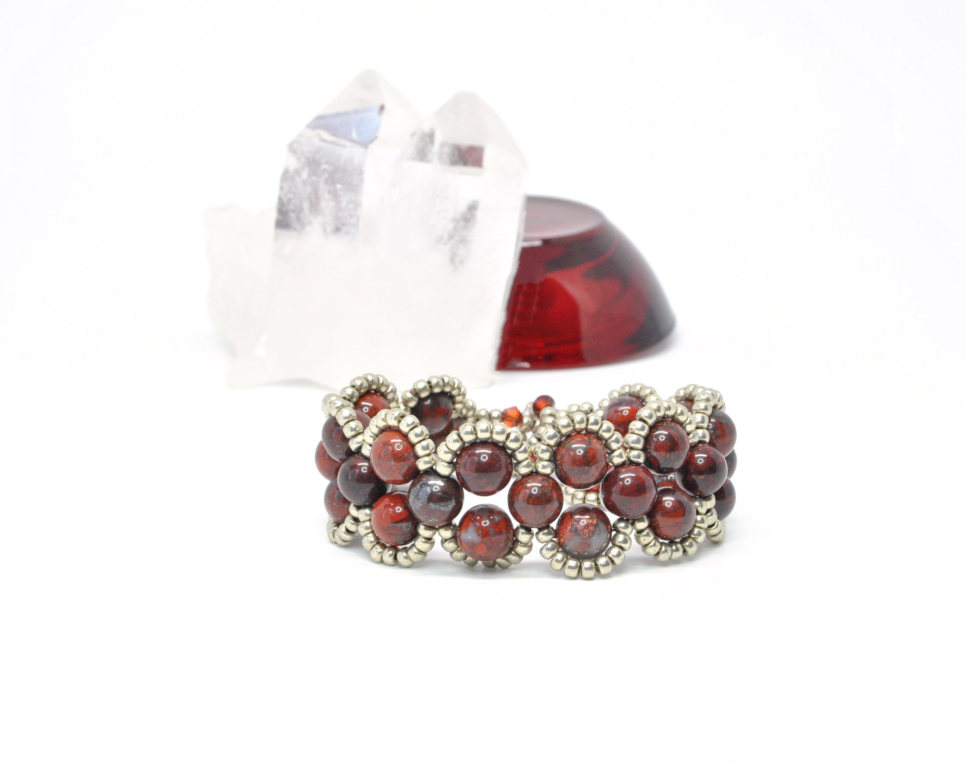 poppy jasper gemstone bracelet . red gemstone bracelet . gemstone jewelry . handmade jewelry . red bracelet . cuff bracelet . jasper jewelry