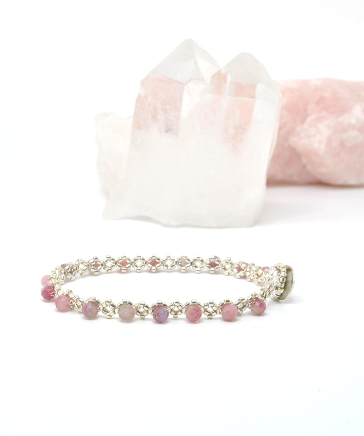 pink tourmaline delicate beaded bracelet . pink tourmaline gemstone . dainty bracelet . pink gemstone . delicate pink gemstone bracelet