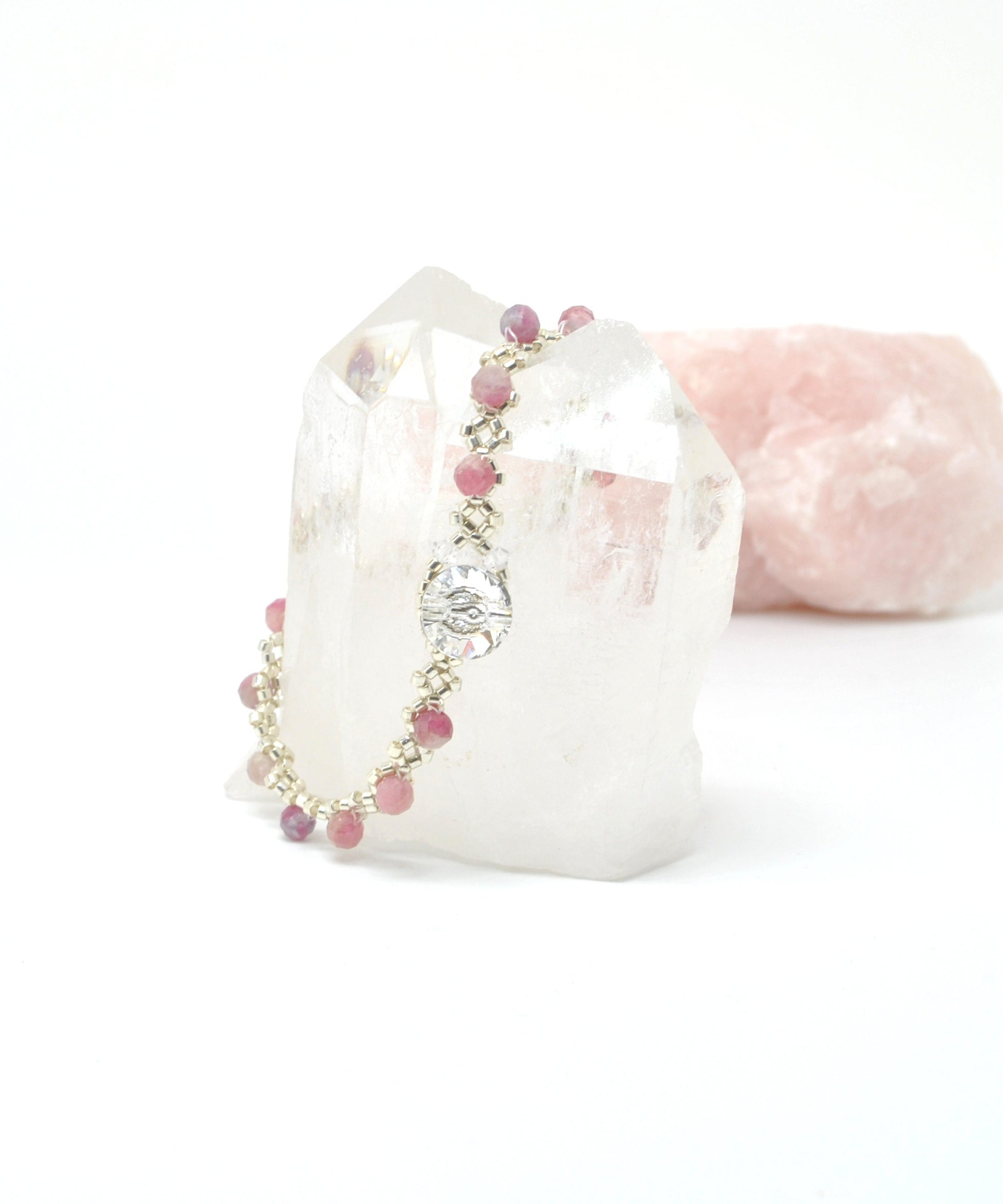 pink tourmaline delicate beaded bracelet . pink tourmaline gemstone . dainty bracelet . pink gemstone . delicate pink gemstone bracelet