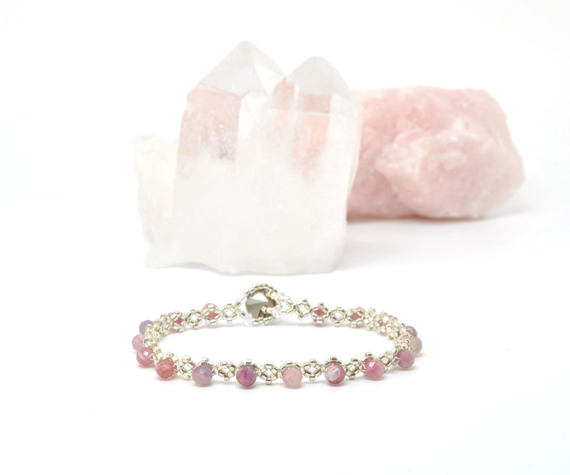 pink tourmaline delicate beaded bracelet . pink tourmaline gemstone . dainty bracelet . pink gemstone . delicate pink gemstone bracelet