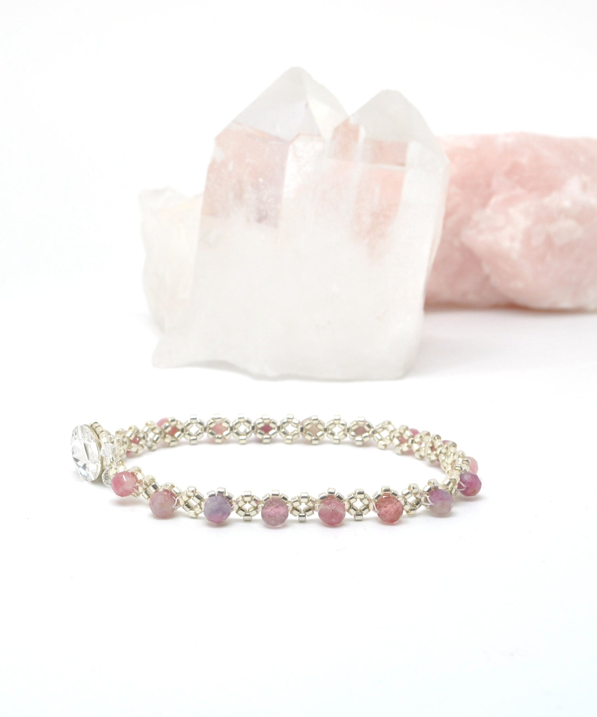 pink tourmaline delicate beaded bracelet . pink tourmaline gemstone . dainty bracelet . pink gemstone . delicate pink gemstone bracelet