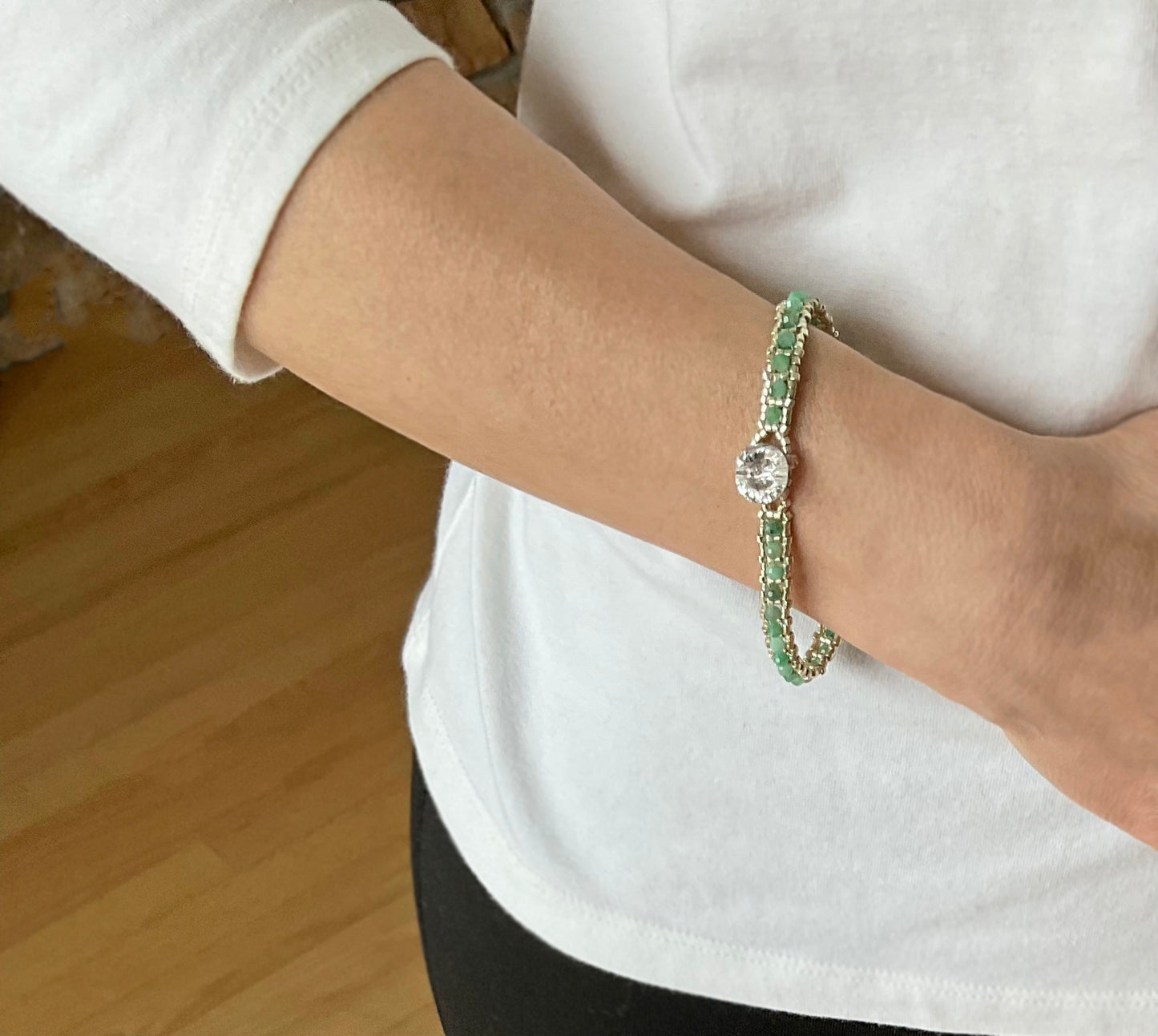 emerald gemstone tennis bracelet . may birthstone bracelet . emerald green tennis bracelet . dainty emerald bracelet . delicate bracelet
