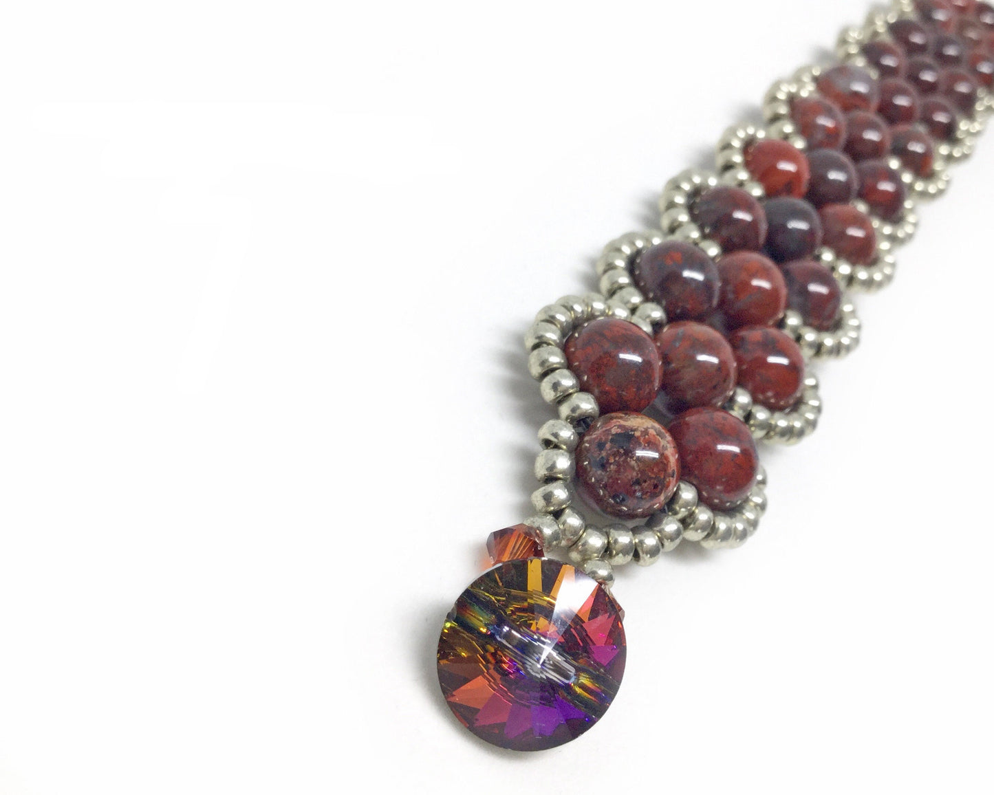 poppy jasper gemstone bracelet . red gemstone bracelet . gemstone jewelry . handmade jewelry . red bracelet . cuff bracelet . jasper jewelry